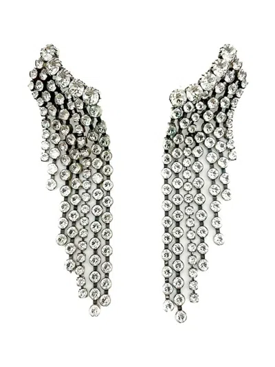 Pre-owned Jennifer Gibson Jewellery 1990s Isabel Marant Super-long Crystal Cascade Earrings In Silver