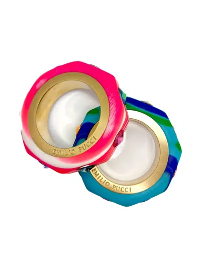 Pre-owned Jennifer Gibson Jewellery 1990s Marble Jewelled Bangle In Gold