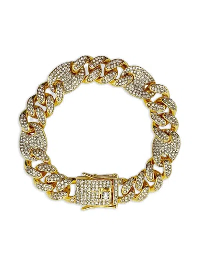 Pre-owned Jennifer Gibson Jewellery 2000s Chunky Crystal-embellished Chain Bracelet In Gold
