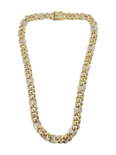 Pre-owned Jennifer Gibson Jewellery 2000s Chunky Crystal-embellished Chain Necklace In Gold