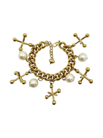 Pre-owned Jennifer Gibson Jewellery 2000s Jumping Jacks Charm Bracelet In Gold