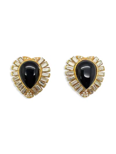 Pre-owned Jennifer Gibson Jewellery Cabochon Heart Earrings In Gold