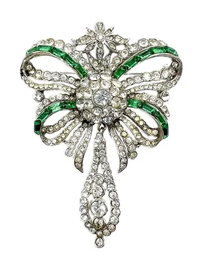 Pre-owned Jennifer Gibson Jewellery Crystal-embellished Brooch In Silver