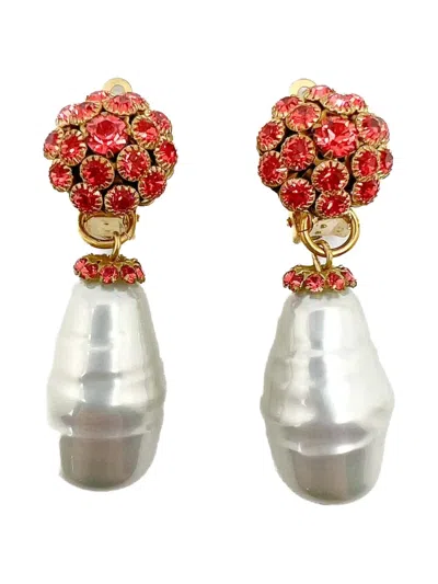 Pre-owned Jennifer Gibson Jewellery Crystal-embellished Earrings In White