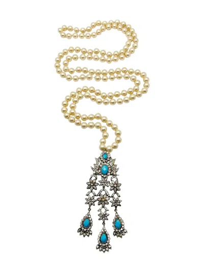 Pre-owned Jennifer Gibson Jewellery Pearl Paste Necklace In Silver