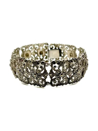 Pre-owned Jennifer Gibson Jewellery Floral Marcasite 手链（1920年代典藏款）