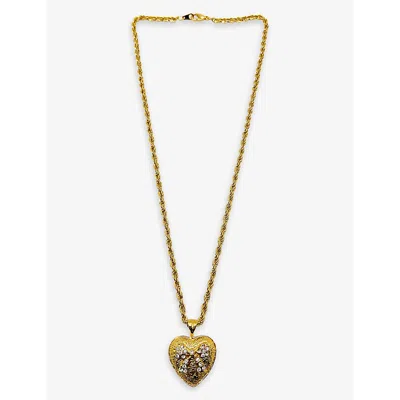 Jennifer Gibson Jewellery Womens Gold White Heart Pendant Metal Necklace