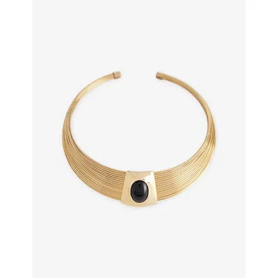 Jennifer Gibson Jewellery Womens Pre-loved Jennifer Gibson Cabochon Torque Necklace Gold Black