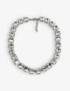 Jennifer Gibson Jewellery Womens Silver White Pre-loved Metal And Square-cut Crystal Rivière Necklac In Silver White