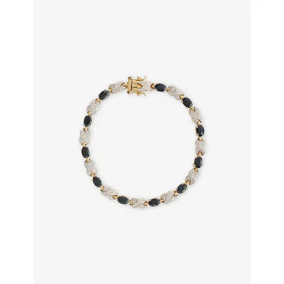 Jennifer Gibson Jewellery Womens  Pre-loved Jgi Kiss Motif Line Glass Sapphire Crystal Bracelet In Gold