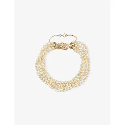 Jennifer Gibson Jewellery Womens  Pre-loved Jgj  Pearl Torsade Pearl Torsade Crystal Clasp Bracelet In Cream