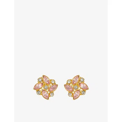 Jennifer Gibson Jewellery Womens  Pre-loved Monet Pink Marquise Floral Crystal Clip Earrings
