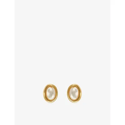 Jennifer Gibson Jewellery Womens  Pre-loved Sphinx Statement Pearl Clip Earrings In Gold