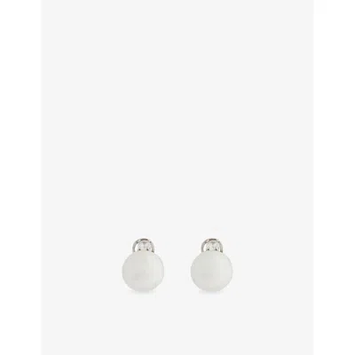 Jennifer Gibson Jewellery Womens Silver Pre-loved Pearl Metal Clip-on Earrings