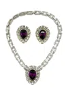 Jennifer Gibson Vintage Amethyst Teardrop Necklace &amp; Earrings Set 1980s In Purple