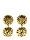 Jennifer Gibson Vintage Chanel Double Orb Statement Logo Earrings 1980s In Gold