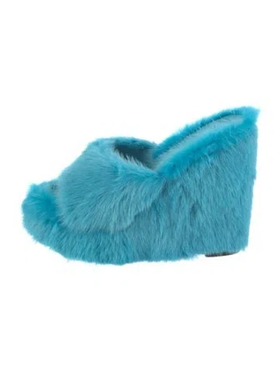 Pre-owned Jennifer Le Mink Slides In Blue
