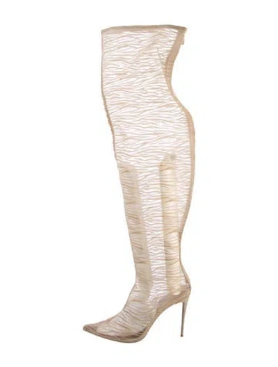 Pre-owned Jennifer Le Sock Boots In White