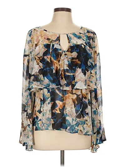 Pre-owned Jennifer Lopez 3/4 Sleeve Blouse In Blue