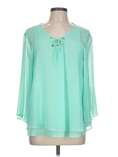 Pre-owned Jennifer Lopez 3/4 Sleeve Blouse In Blue