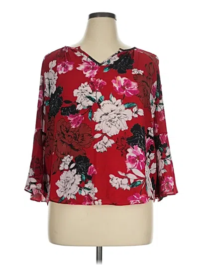 Pre-owned Jennifer Lopez 3/4 Sleeve Blouse In Burgundy
