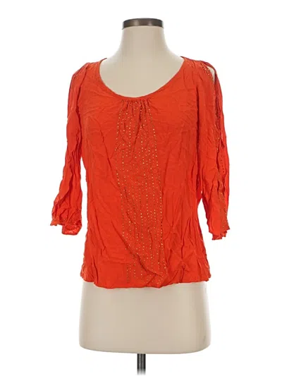 Pre-owned Jennifer Lopez 3/4 Sleeve Blouse In Orange