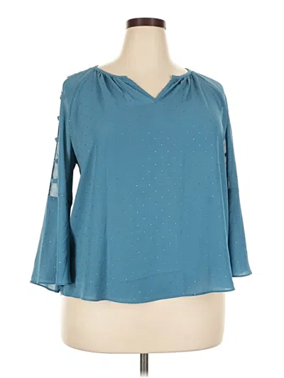 Pre-owned Jennifer Lopez 3/4 Sleeve Blouse In Teal