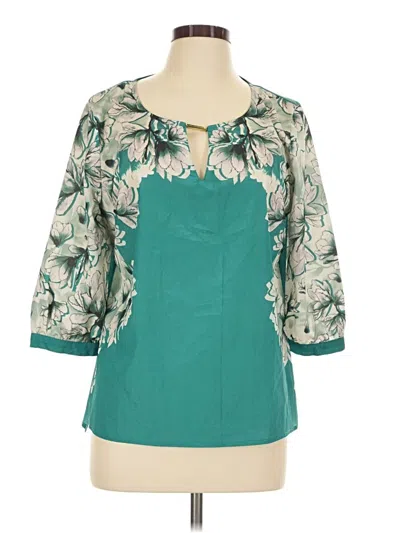 Pre-owned Jennifer Lopez 3/4 Sleeve Blouse In Teal