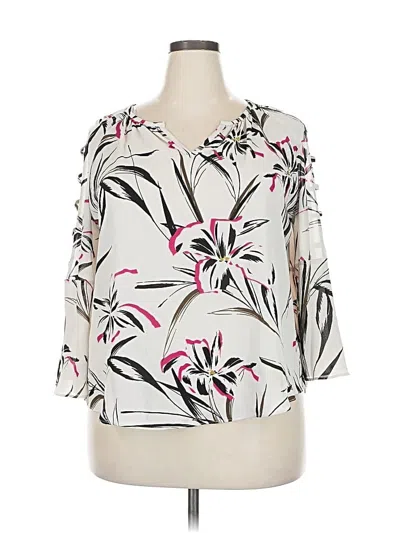 Pre-owned Jennifer Lopez 3/4 Sleeve Blouse In White