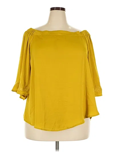 Pre-owned Jennifer Lopez 3/4 Sleeve Blouse In Yellow