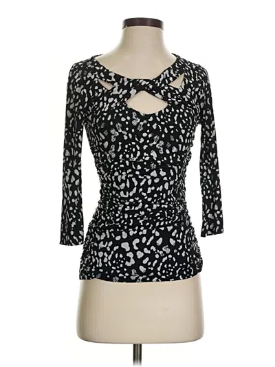 Pre-owned Jennifer Lopez 3/4 Sleeve Top Black Keyhole Neckline Tops