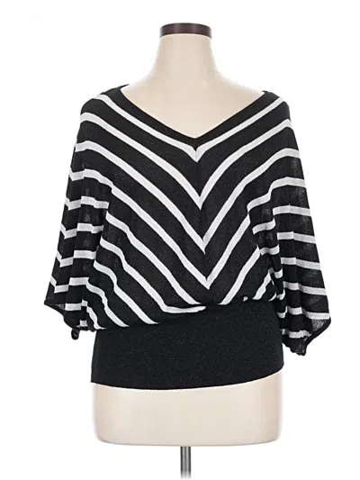 Pre-owned Jennifer Lopez 3/4 Sleeve Top Black V-neck Tops