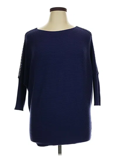Pre-owned Jennifer Lopez 3/4 Sleeve Top Blue Boatneck Tops