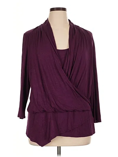 Pre-owned Jennifer Lopez 3/4 Sleeve Top Burgundy Cowl Neck Tops