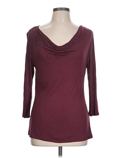 Pre-owned Jennifer Lopez 3/4 Sleeve Top Burgundy Scoop Neck Tops