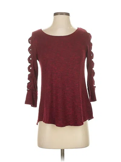 Pre-owned Jennifer Lopez 3/4 Sleeve Top Burgundy Sweetheart Neckline Tops