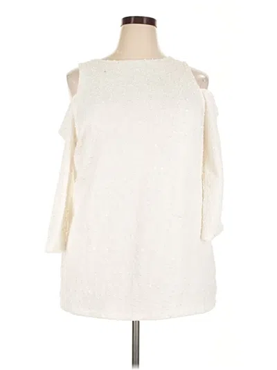 Pre-owned Jennifer Lopez 3/4 Sleeve Top Ivory Cold Shoulder Neckline Tops