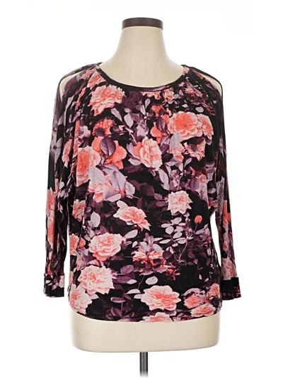 Pre-owned Jennifer Lopez 3/4 Sleeve Top Pink Cold Shoulder Neckline Tops