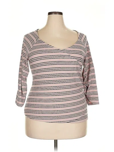 Pre-owned Jennifer Lopez 3/4 Sleeve Top Pink Scoop Neck Tops