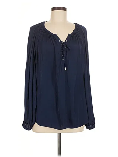 Pre-owned Jennifer Lopez Long Sleeve Blouse In Blue
