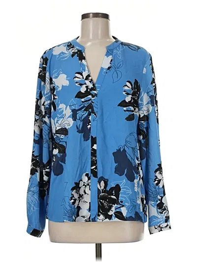 Pre-owned Jennifer Lopez Long Sleeve Blouse In Blue