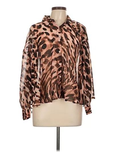 Pre-owned Jennifer Lopez Long Sleeve Blouse In Brown