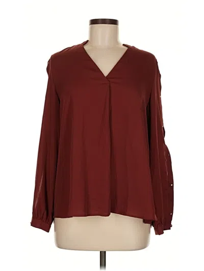 Pre-owned Jennifer Lopez Long Sleeve Blouse In Burgundy