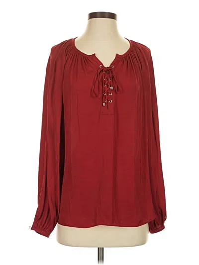 Pre-owned Jennifer Lopez Long Sleeve Blouse In Burgundy