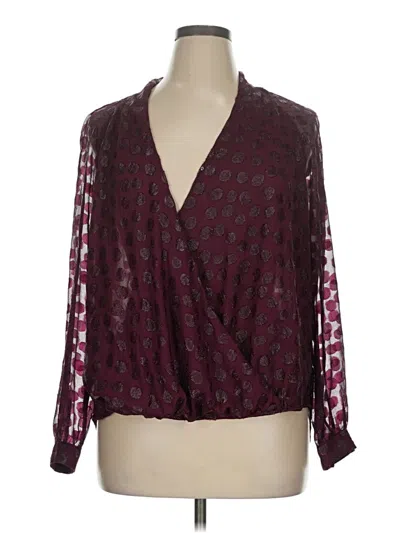 Pre-owned Jennifer Lopez Long Sleeve Blouse In Burgundy
