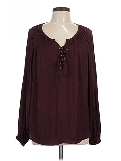 Pre-owned Jennifer Lopez Long Sleeve Blouse In Burgundy