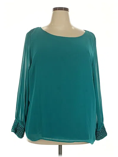 Pre-owned Jennifer Lopez Long Sleeve Blouse In Teal