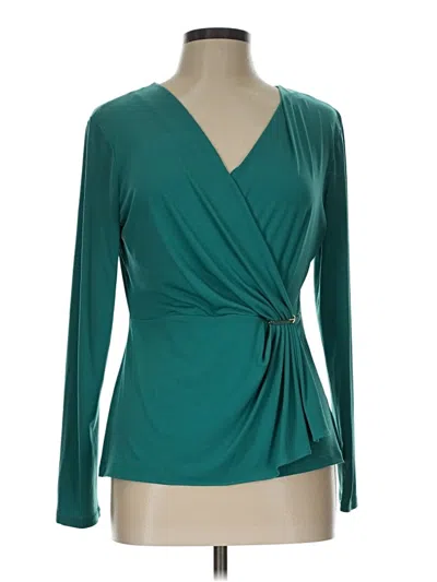 Pre-owned Jennifer Lopez Long Sleeve Blouse In Teal