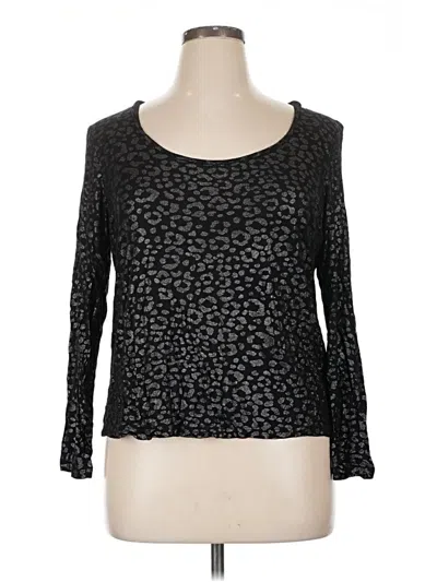 Pre-owned Jennifer Lopez Long Sleeve Top Black Square Neckline Tops