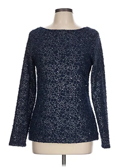 Pre-owned Jennifer Lopez Long Sleeve Top Blue Boatneck Tops
